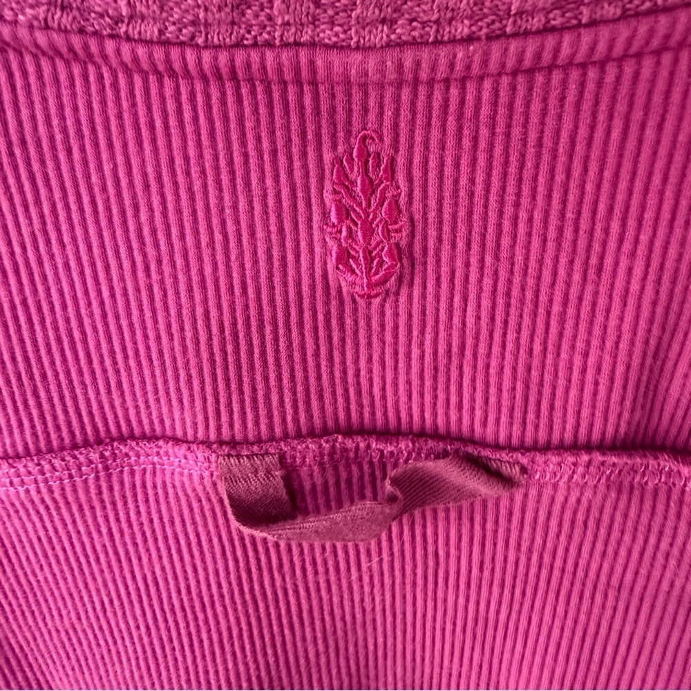 FREE PEOPLE FP MOVEMENT MAGENTA BACK TO ME LAYER CROPPED HENLEY SHIRT TOP S - Picture 8 of 8